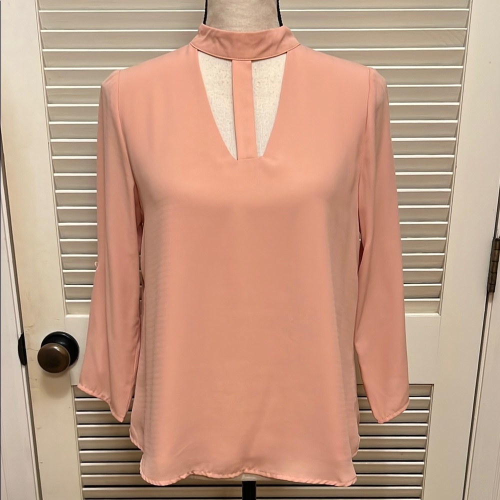 Sweet Wanderer Blouse Mandarin Collar and 3/4 Sleeves in Pink, Size Small, EUC